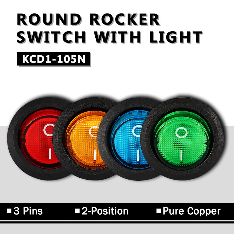  Rocker Switch On Off 2 Position 3 Pin 220v 220 V Round Power Electronic Spst 230v Switche Electrical Electric Swich Swicht 
