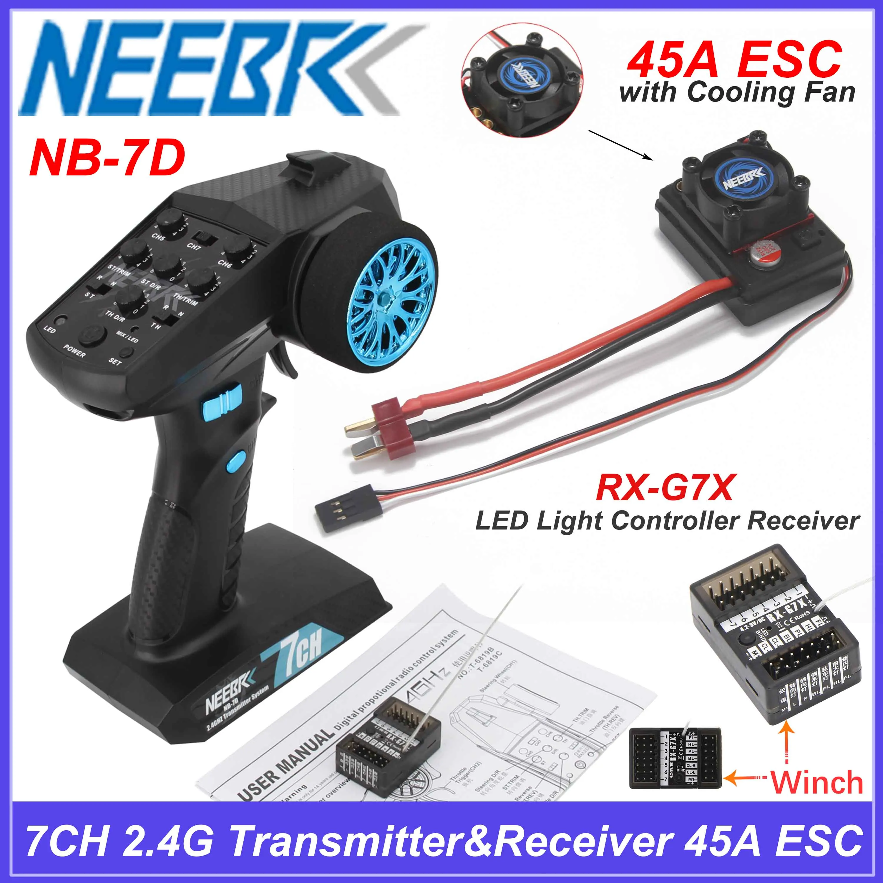 

RC 7CH 2,4 ГГц передатчик и приемник 45A ESC Combo с контроллером света для радиоуправляемого автомобиля SCY 16101Pro 16103Pro SG116Pro SG116 MAX Q130