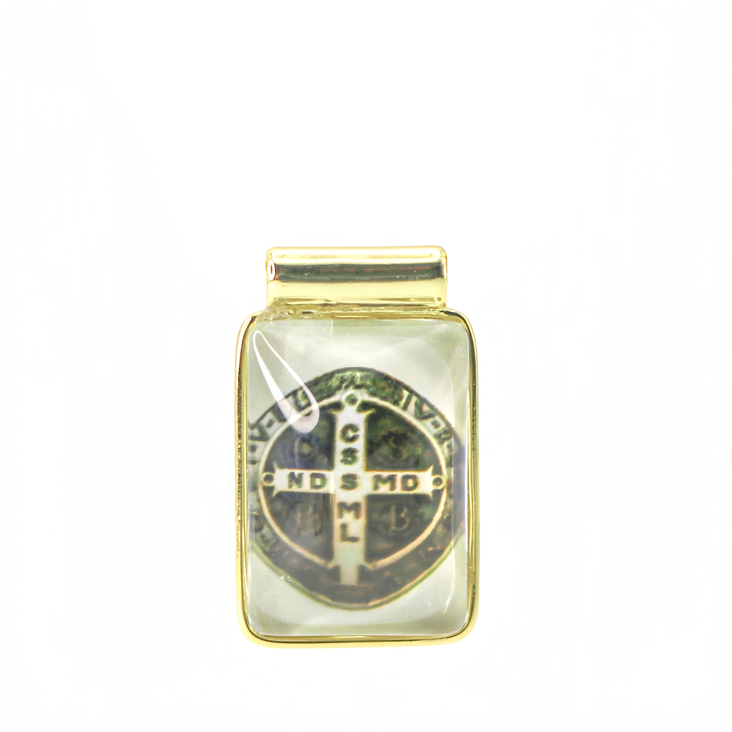 Wholesale St Benedict Cross Scapular Necklace Gold Plated Square Epoxy Pendant Box Chain Catholic Religious Jewelry for Men
