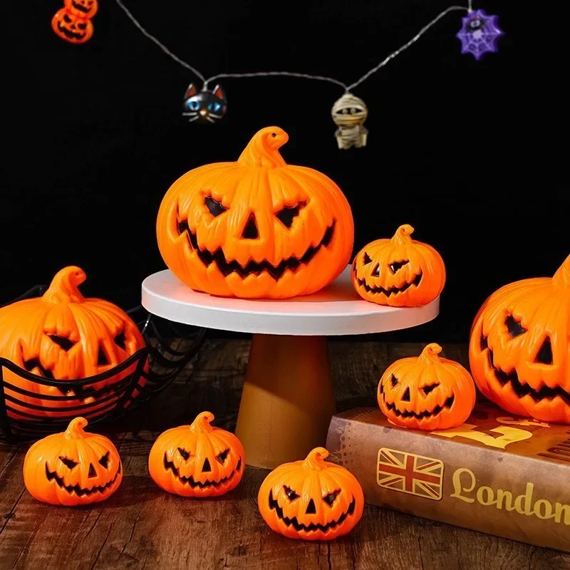 Halloween labu LED lampu malam rumah hantu, properti horor pesta Halloween perlengkapan dekorasi dalam ruangan rumah anak-anak