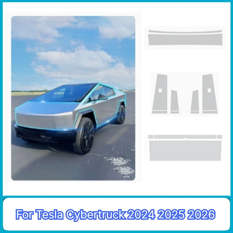 Film de protection transparent en TPU pour Tesla Cybertruck 2024-2026, film changeant de couleur pour feux avant et arrière, film de protection pour montant B