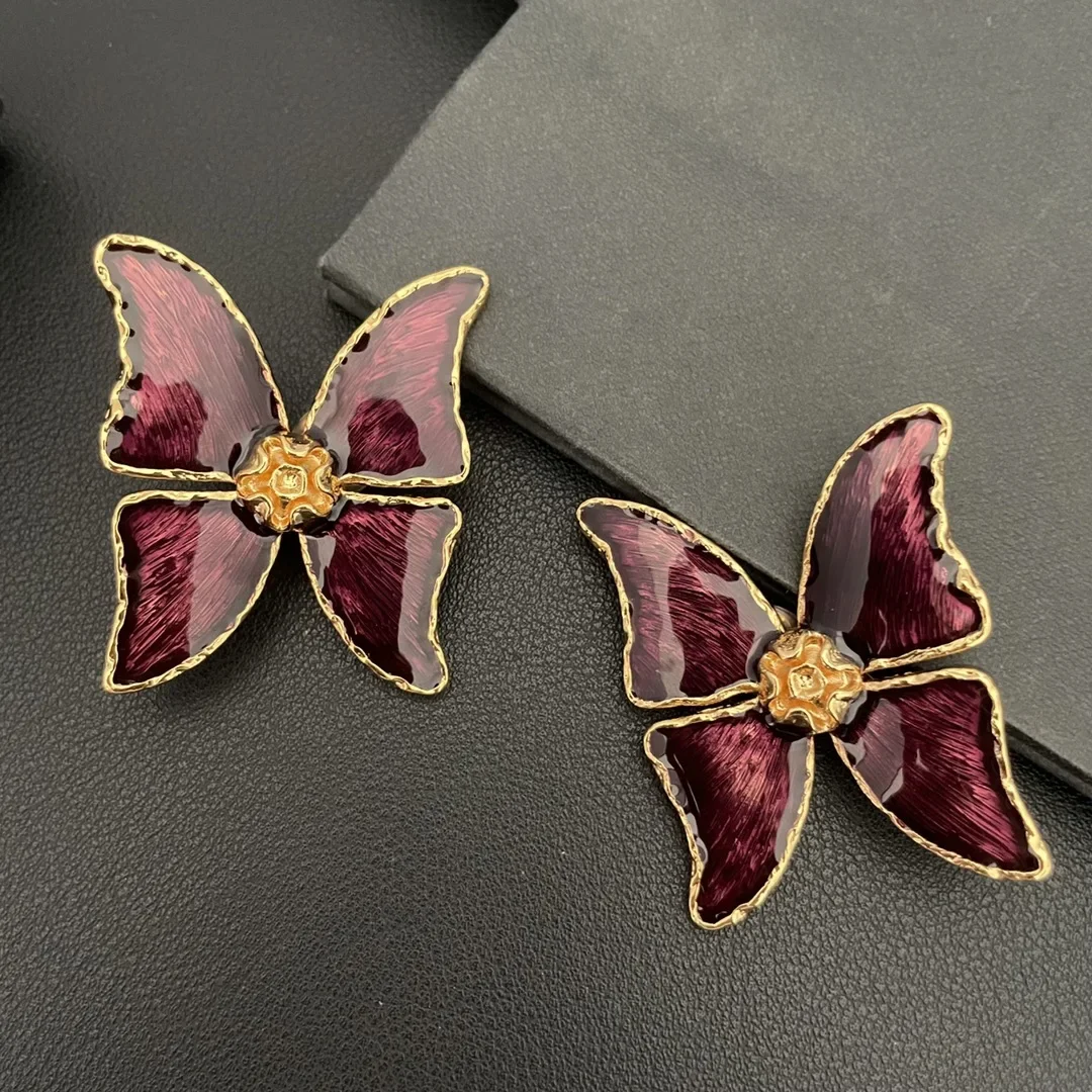 Europe Vintage Jewelry Famous Designer Brand Butterfly Earring Ear Clip Women Trend