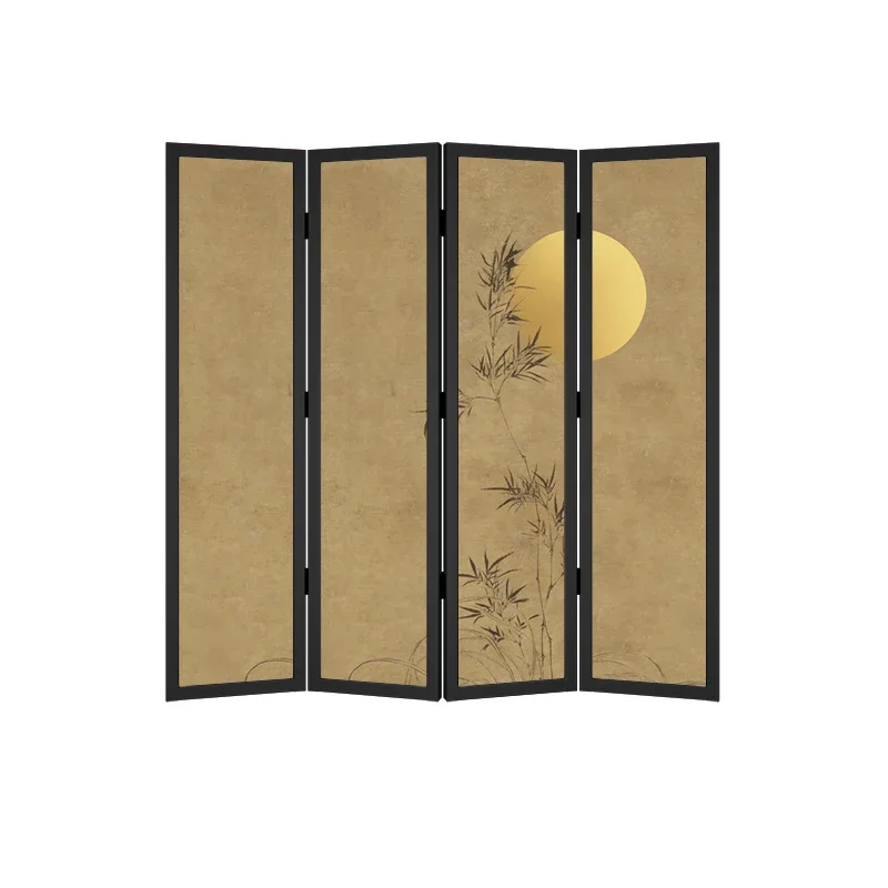 Modern new Chinese zen bamboo folding screen solid wood folding screen