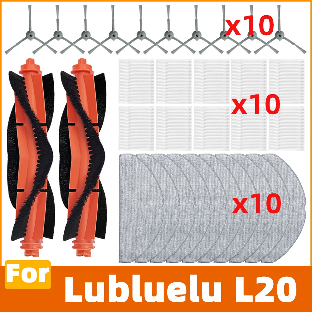 Compatible for Lubluelu L20 Robot Vacuum Cleaner Accessories Main Brush Side Brush HEPA Filter Mop Cloth Replacement Parts Kit