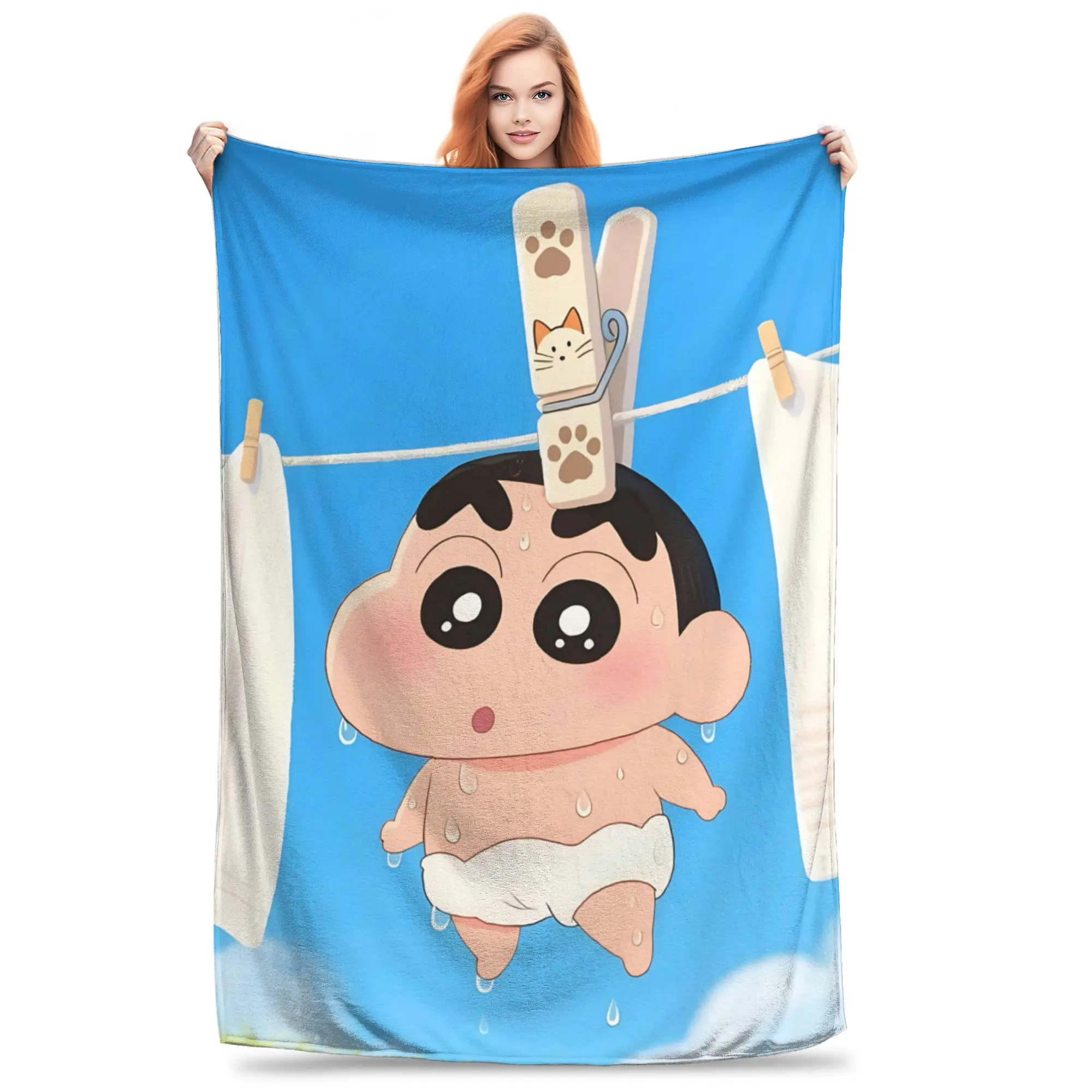 1PC home Cutecore Room Decor Crayon S Shin chan Blanket Throw Blanket  Novelty Warm Blanket All Season