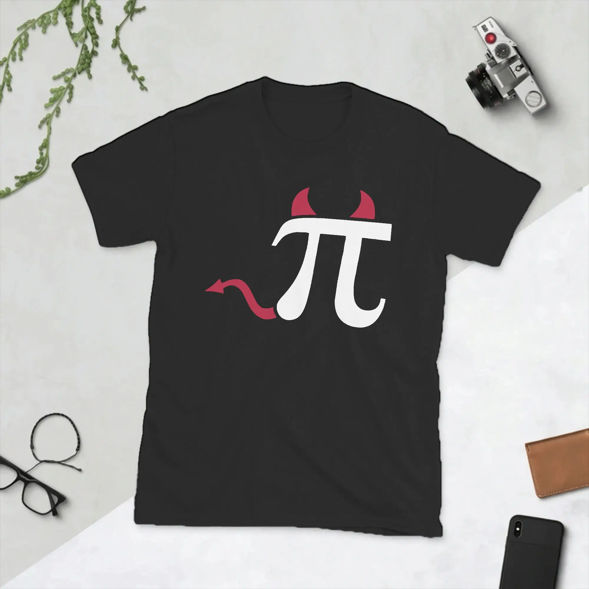 Men's T-Shirt Pi Devil Vintage Cotton Tee Shirt Short Sleeve Math Pie Mathematics School Student Geek T Shirt Clothing Party