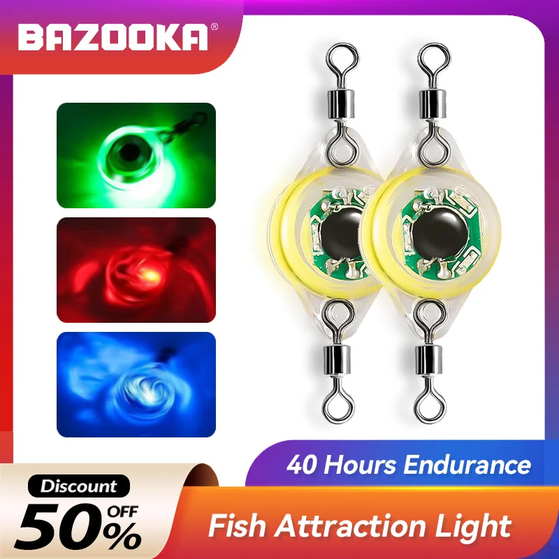 

Bazooka Fishing LED Light Green Red Squid Luminous Fish Attraction Lamp Mini Lure Attract Underwater Deep Drop Night Winter Bait