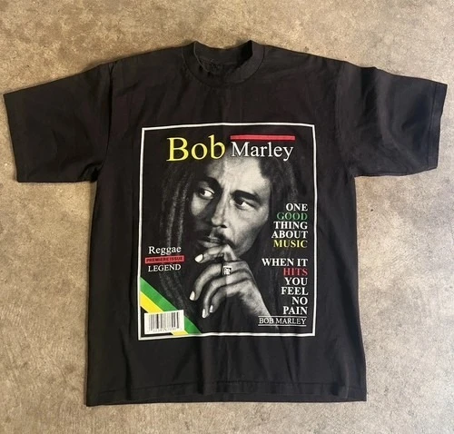 Herren Bob Marley Klassisches Musik-T-Shirt Lässige Mode Locker Sitzend Reine Baumwolle Für Alle Jahreszeiten Paar-Streetwear-Oberteil Grafik-T-Shirts