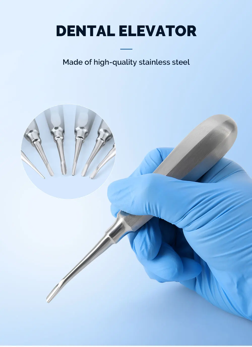 Set AZDENT Dental Zähne Aufzug Chirurgische Zahn Extraktion Werkzeug Gerade Gebogene Edelstahl Zahnmedizin Labor Instrument Zahnärzte – Detail 1