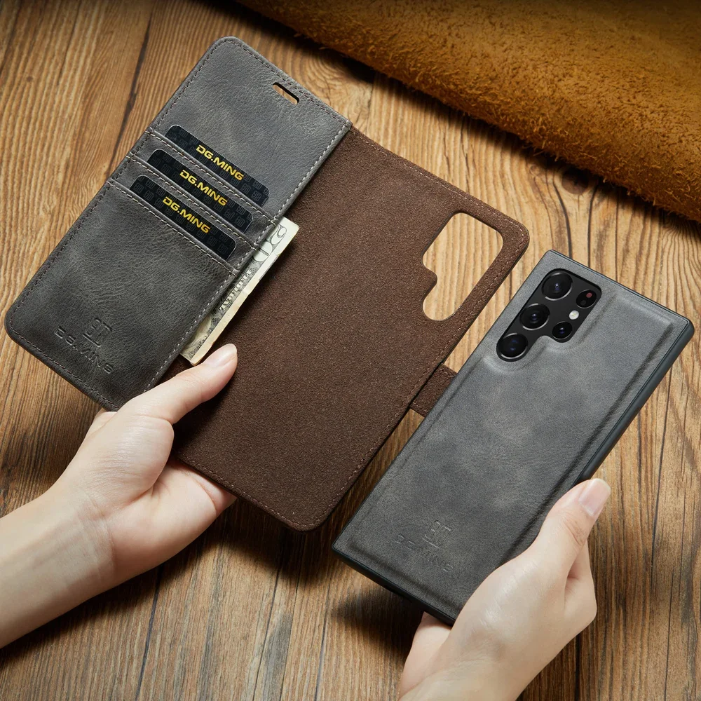 

Съемный кожаный флип-чехол с магнитным кошельком для Samsung Galaxy 2 в 1 S22 S23 S24 S25 Ultra Plus FE, съемный чехол в стиле ретро