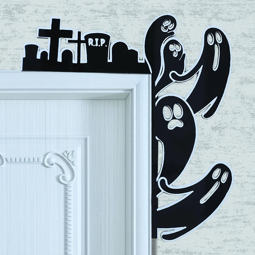 

Acrylic Halloween Door Topper Ghost Sign Window Room Corner Sign Decoration Ornament Haunted House Prop Indoor Outdoor Decor