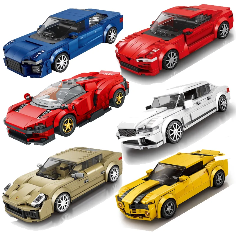 Speed Champions Series Racing Sports Vehiclea Technique Car Supercar Building Blocks Set Bricks Classic MOC Model Toys For Kids