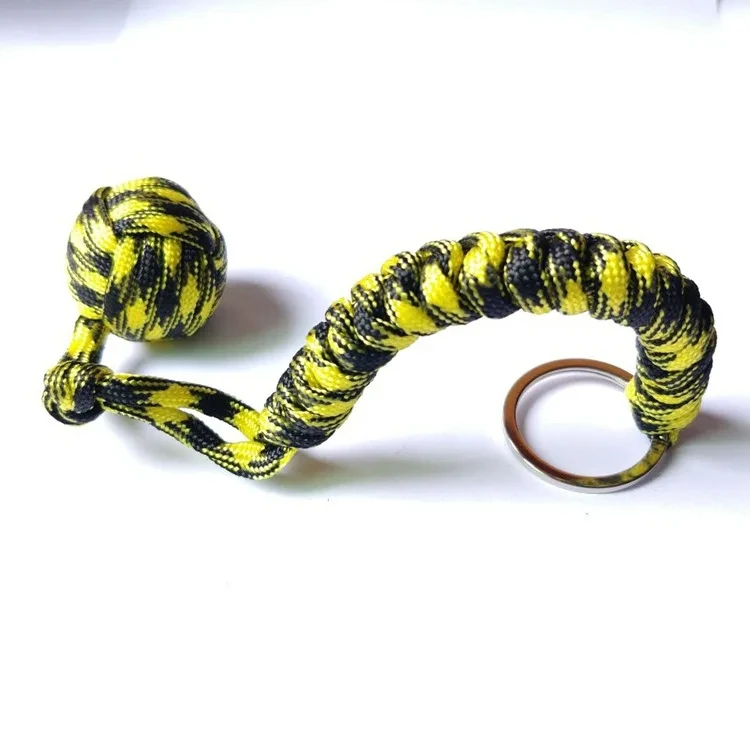 Outdoor zelfverdediging paraplu touw, Monkey Fist stalen kogel, Paracord Survival sleutelhanger, Outdoor veiligheidsbescherming accessoires