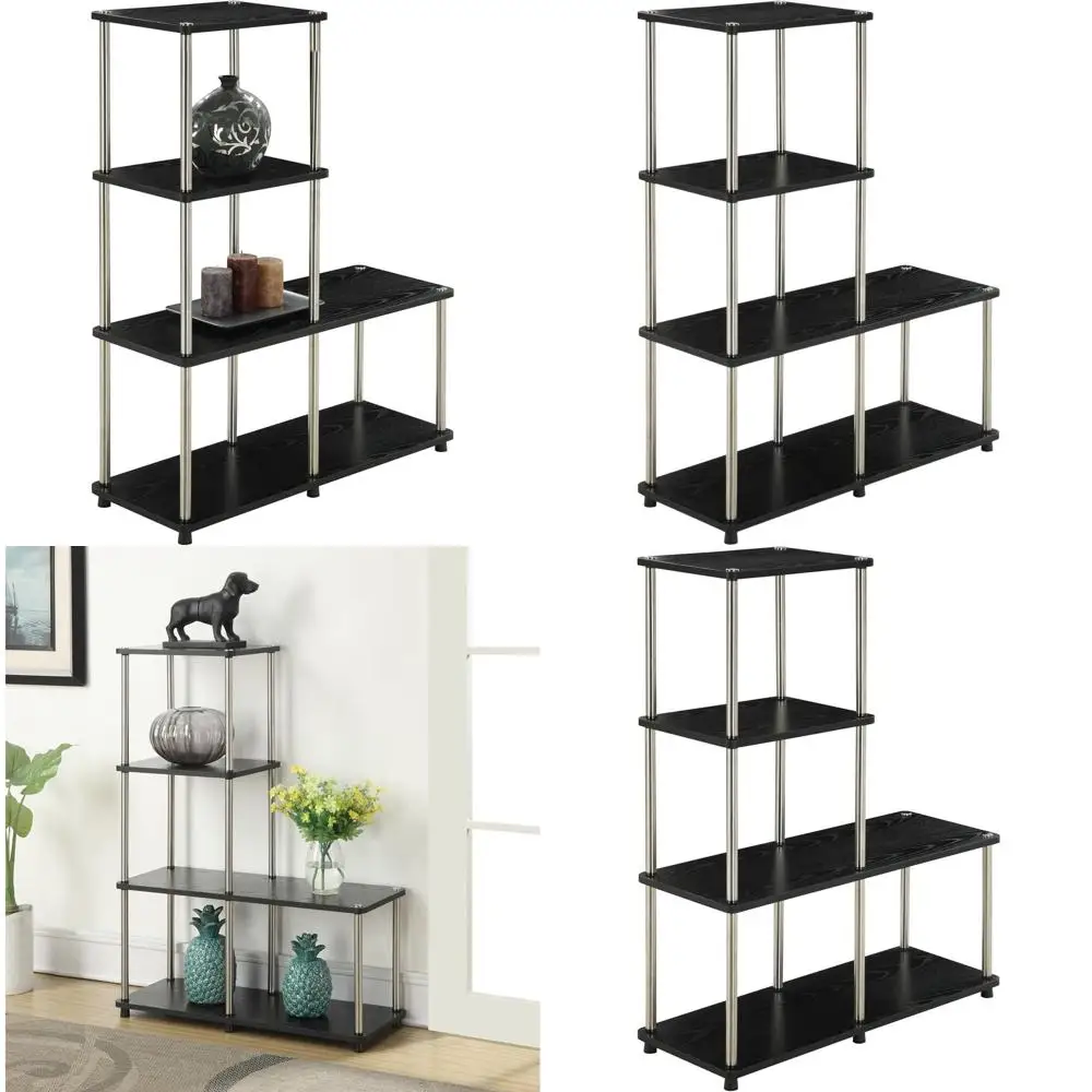 

4-уровневая черная книжная полка L-образной формы от Convenience Concepts Designs2Go