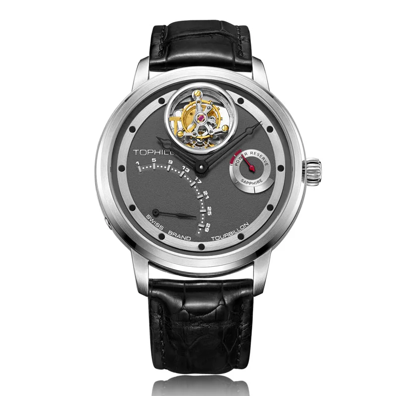 TOMY-Relógios automáticos Tourbillon de luxo para homens, movimento oco, calendário, relógio mecânico, safira, impermeável