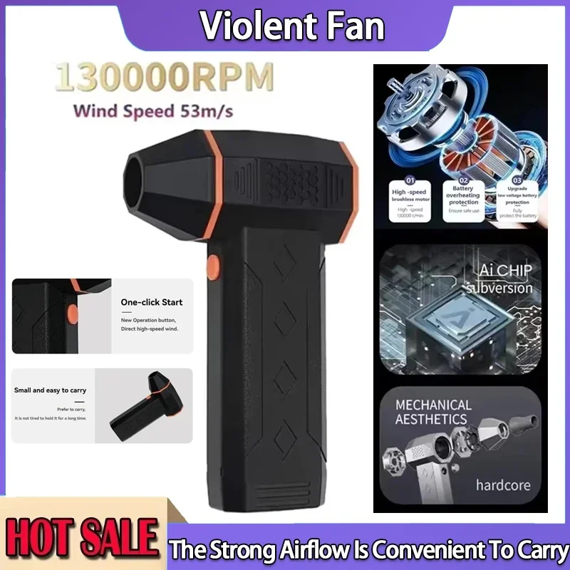 Duster Electric 2025 Compressed Air  Air Duster 130000RPM Turbo Jet Fan 80M/S High Speed Fan For Computers Cars Outdoor C