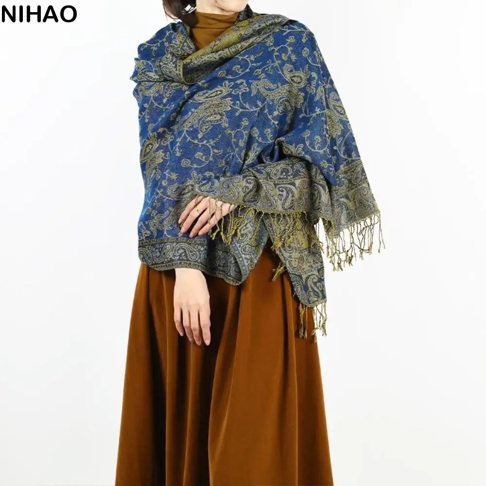 

Head Wraps Tassels Paisley Shawl Sun Protection Long Sunscreen Shawl Printed Bohemia Cashmere Scarf Beach