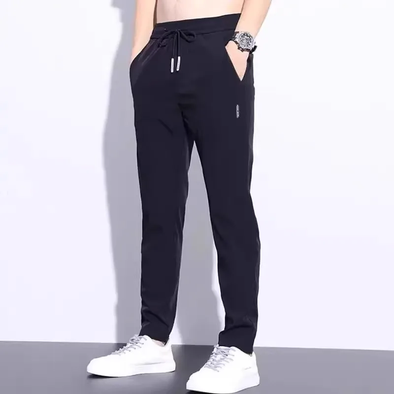 Ice Silk Casual Long Pants Men's New Straight Loose Summer Thin Western Pants Slimming Air Conditioned Sports Pants