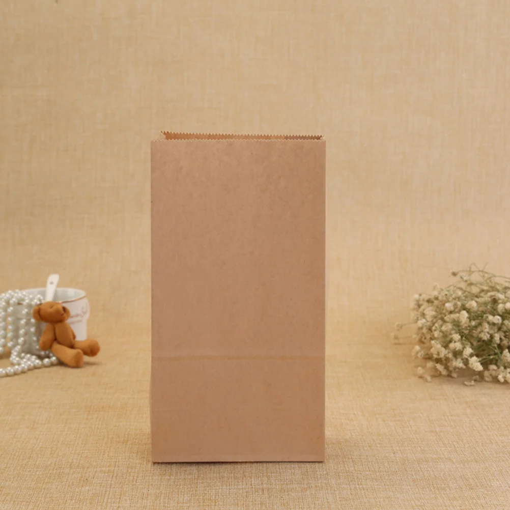 100Pcs Kraft Paper Bag Food Packaging No Grease Leak Sturdy Structure Safe for Snacks and Deep Fry Foods Yellow