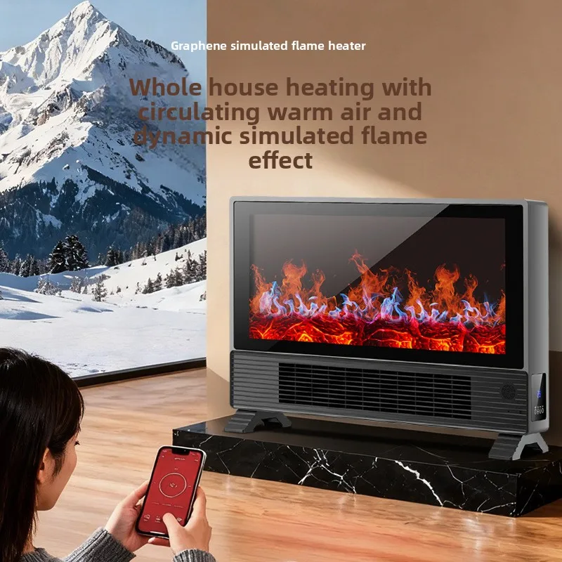2000W Power Space Heaters, Electric Heater for Room, Simulated Flame Vertical Electric Fireplace Oven Mini Portable Heaters