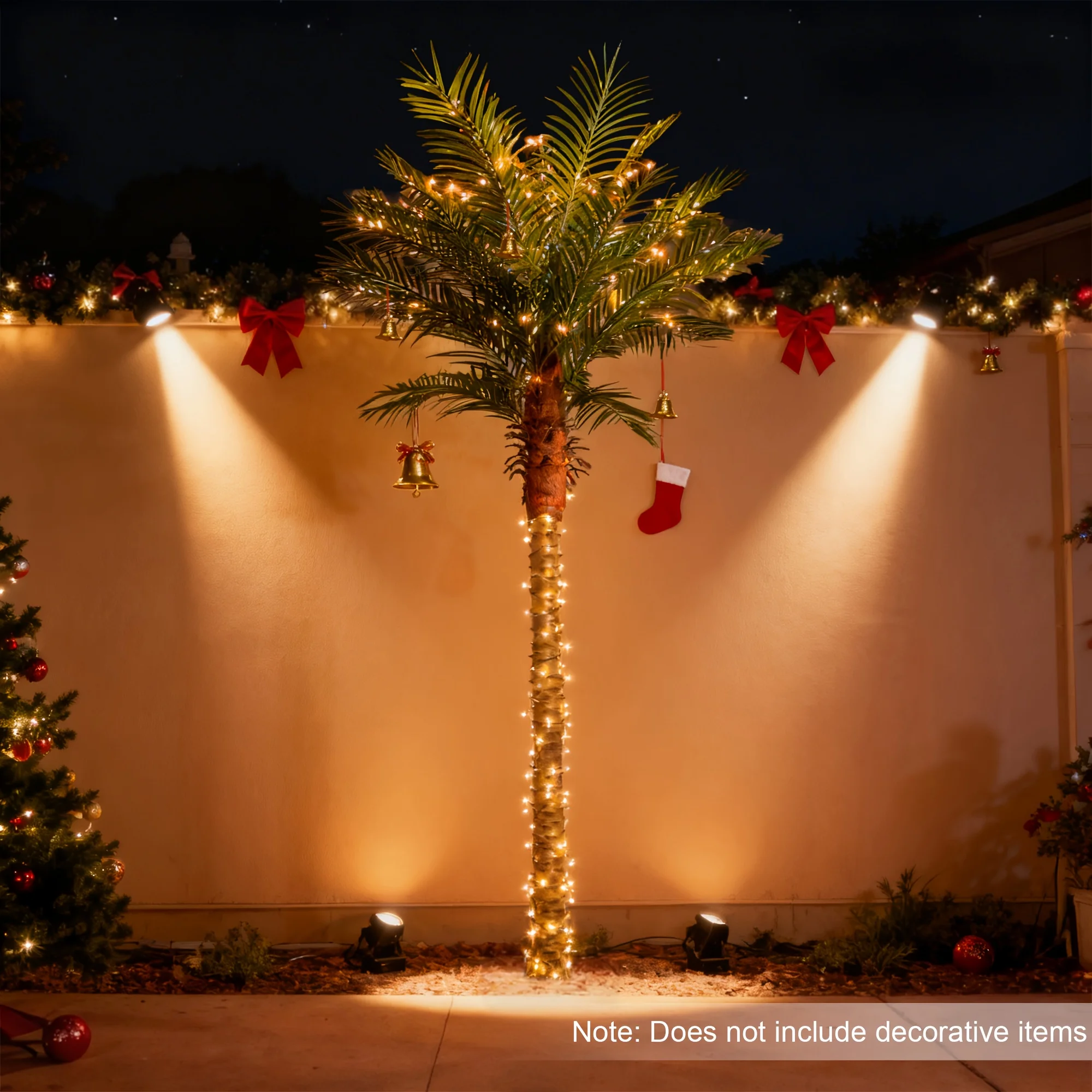 

Large Artificial Palm Christmas Trees Outdoor Indoor 7ft/8ft/9ft Tall Faux Palm Trees Plant, UV Resistant Tropical Fake Tree