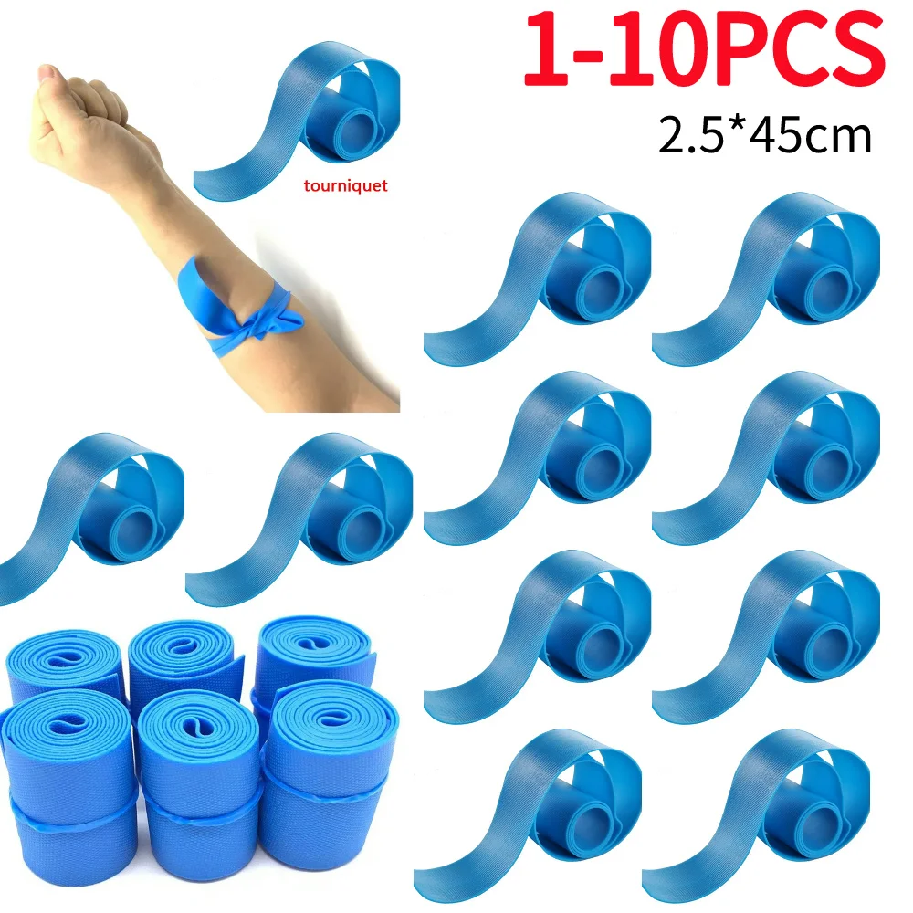 10PCS 45cm Medical Bandage Disposable Medical Latex Tourniquet TPE Sport Emergency Survival Gear for Outdoor Family Camping Tool