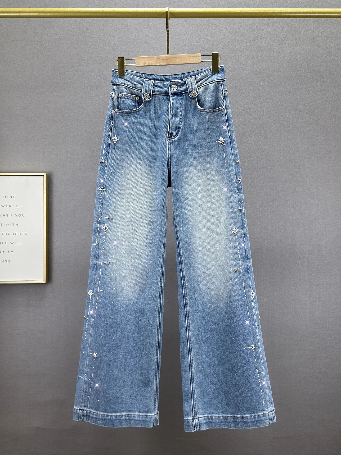 

High Waist Wide Leg Denim Jeans Women's Spring New Sle Loose Slimming European Goods Super Long Dragging Pants Trendy