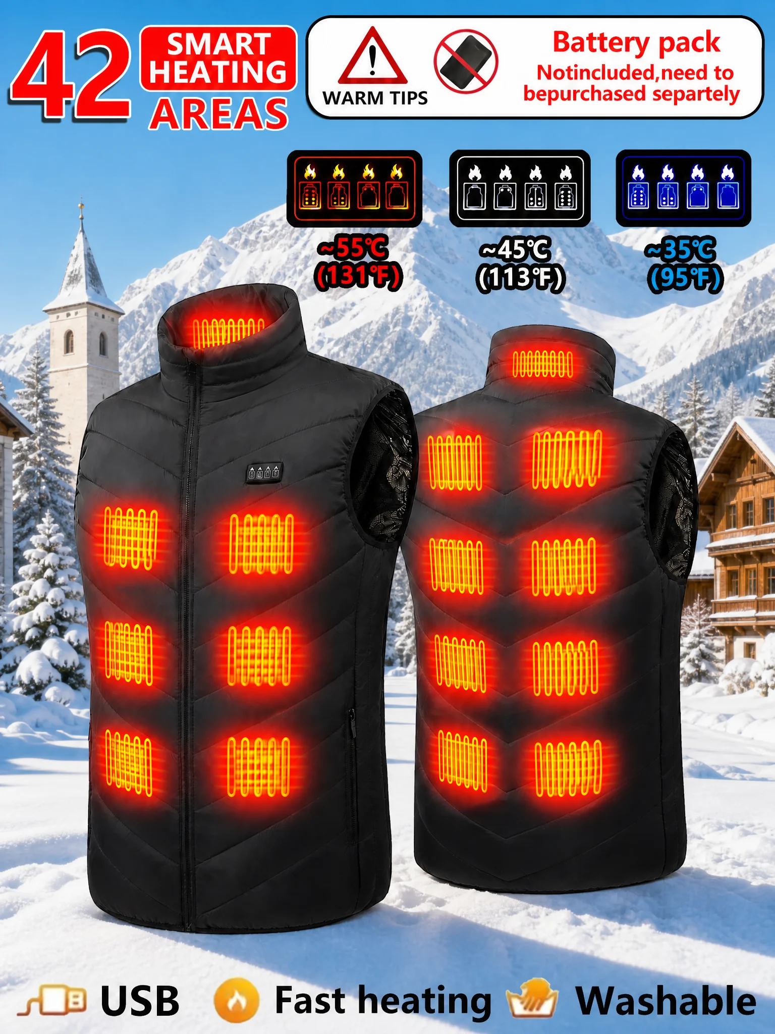 Unisex Thermal Electric Heating Vest Jacket