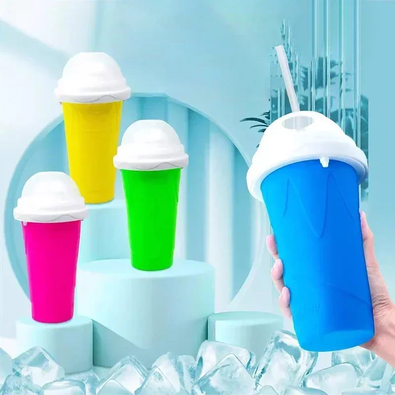 Smoothie Homemade Cup Quick-Frozen Ice Cream Milkshake Bottle Summer DIY Juice Iced Cup Freezed Portable Squeeze Slushie Cups