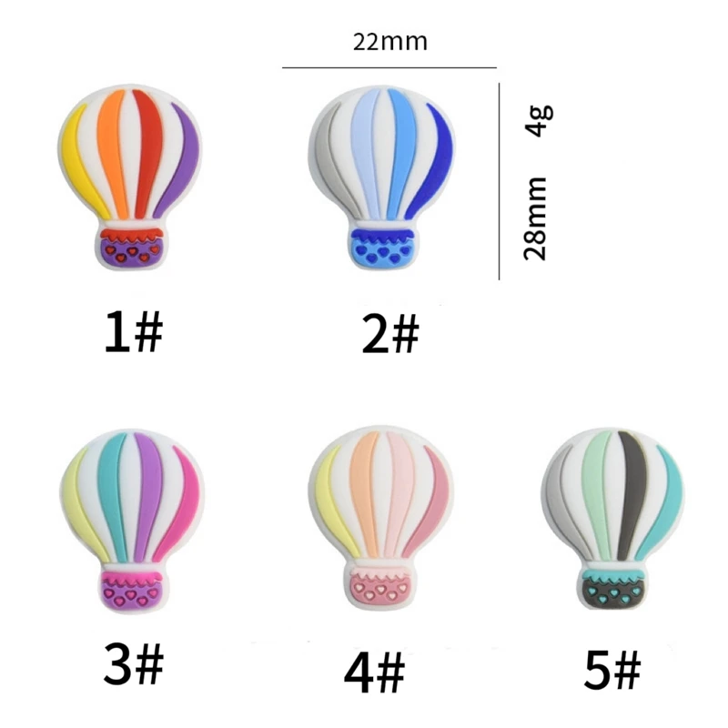 5/10Pcs Mini Hot Air Balloon Baby Silicone Beads DIY Silicone Nipple Chain Accessories Ring Beads For Jewelry Making