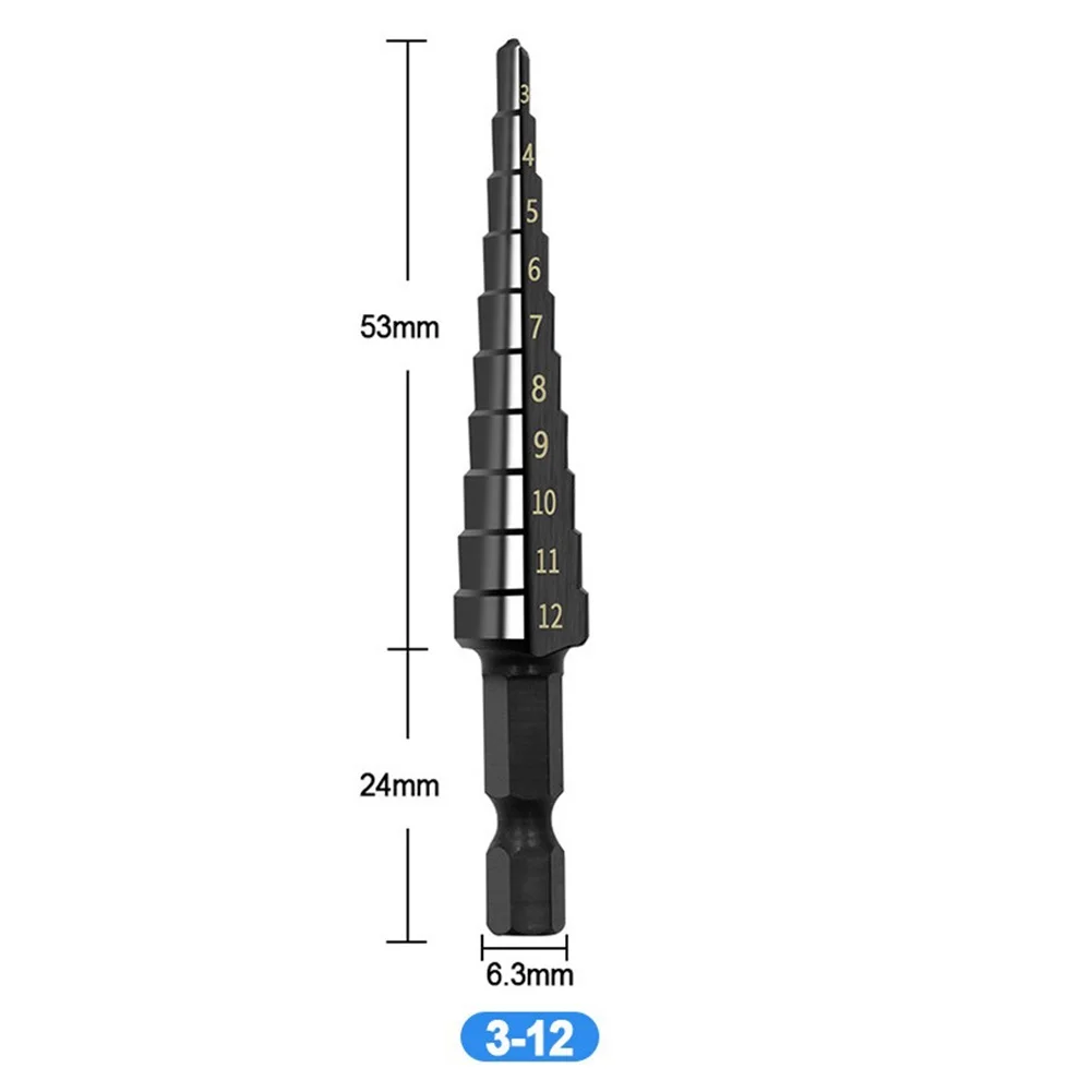 

Electric Drill Step Drill Bit Home HSS Steel Heat Treated Highly Polished Nitrogen Coated Practical Replacement