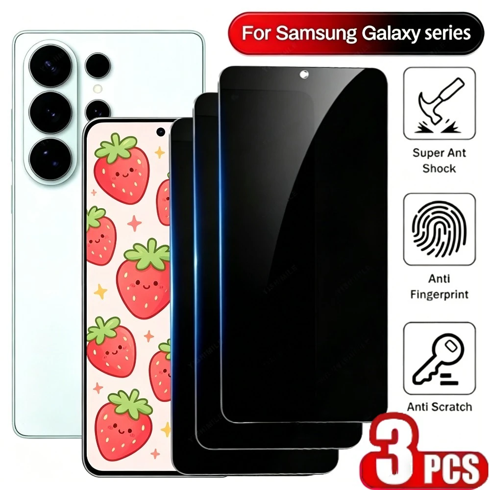 3Pcs Anti Spy Tempered Glass for Samsung Galaxy S26 S25 S24 Ultra S23+ S22+ S21+ S25 S26 Edge Pro Anti-Scratch Screen Protector
