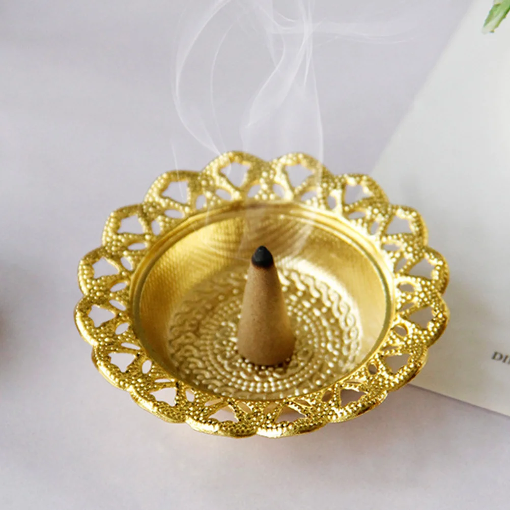 

1pcs Incense Burner Small Arab Style Table Decor For Living Room Bedroom Study Yoga Space Metal Incense Holder Cones Powder Home