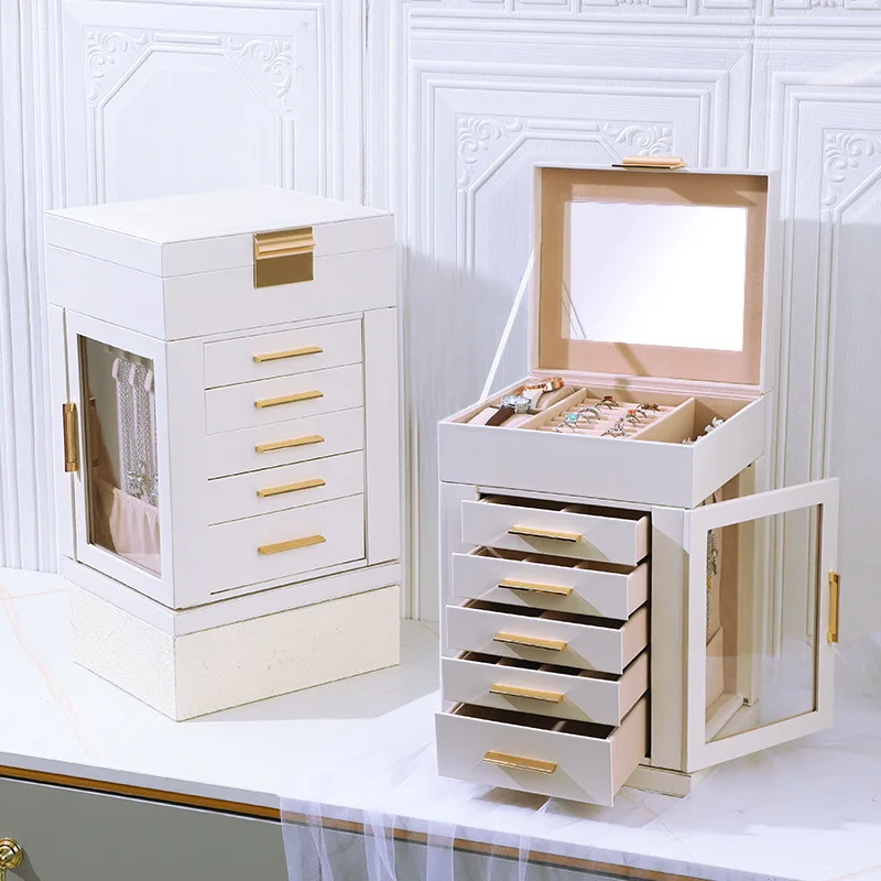 PU Leather Display Case Dustproof Waterproof Storage Box Earrings Necklace Bracelet Jewelry Boxes Jewellery Showcases Supplies