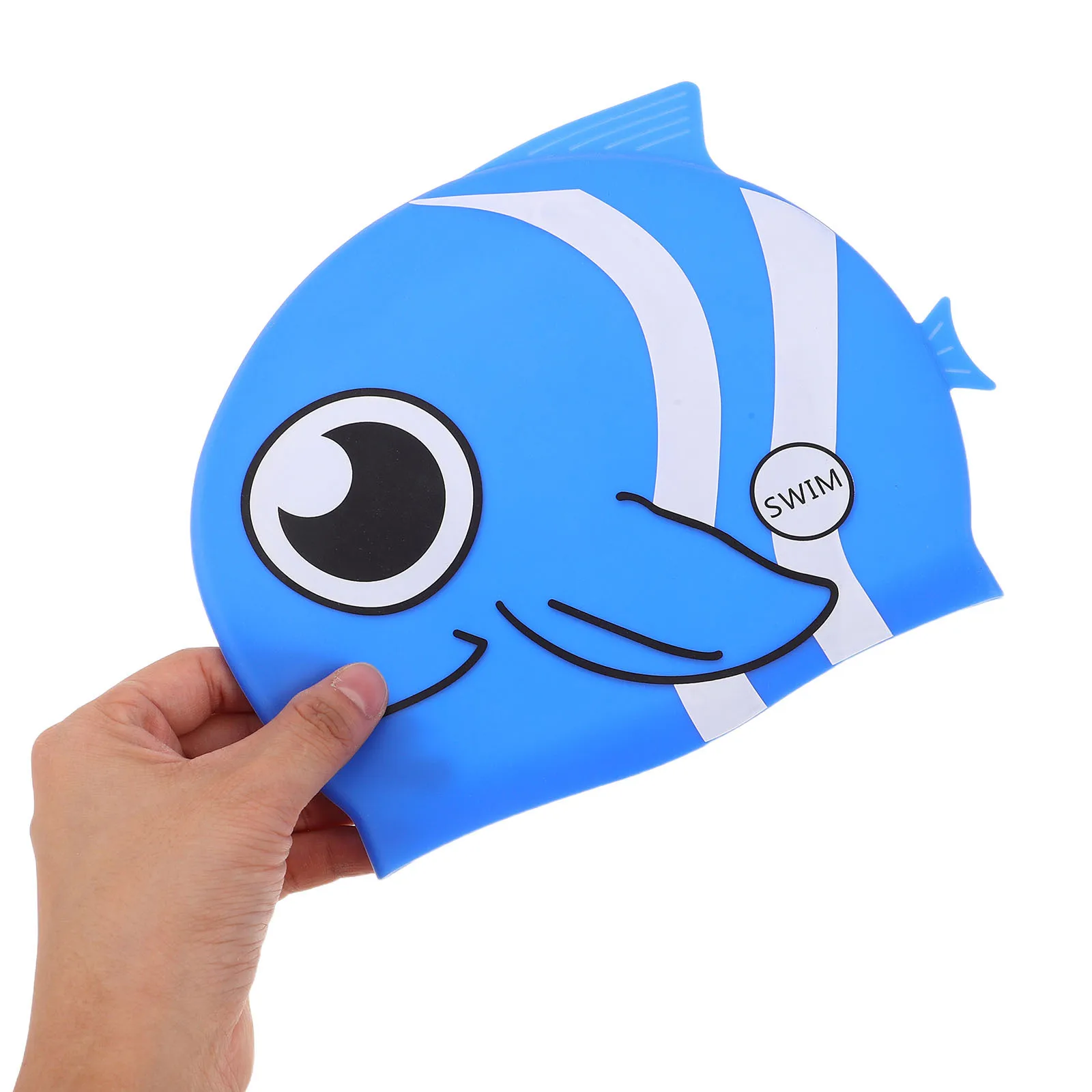 

2Pcs Silicone Swim Cap Cartoon Fish Design for Waterproof Swimming Hat Ear Protector Water Cap