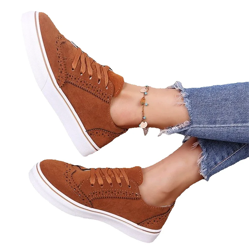 Nuove sneakers da donna casual in pelle scamosciata con lacci, punta tonda, tinta unita, nuove, modello Foreign Trade, taglie grandi, colore tinta unita_voghion.com