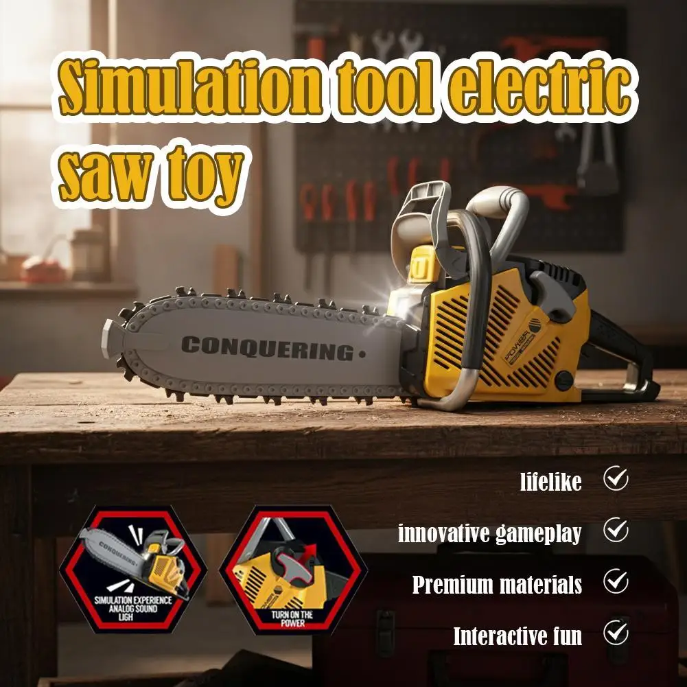 Juguete de motosierra para niños, herramienta de juego de simulación segura con sonido realista, sierra eléctrica de juguete para niños y niñas, herramienta de regalo DIY