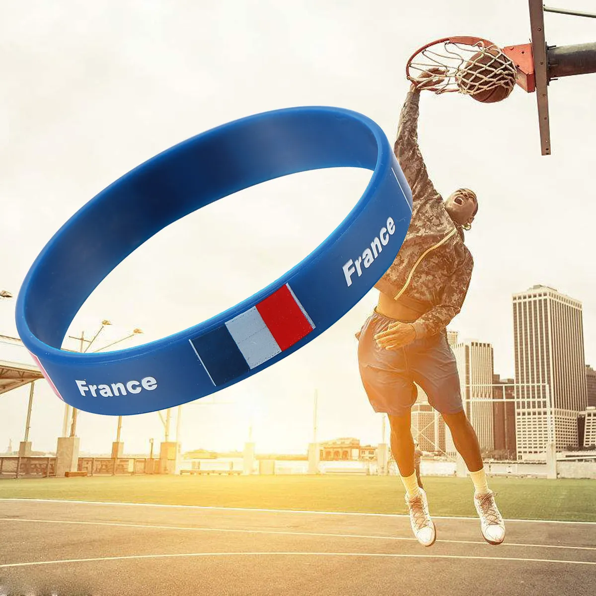 5Pcs Country Silicone Wristband Flag Printed Sports Bracelet Soft Comfortable for Football Match Game Outdoor Fans Support