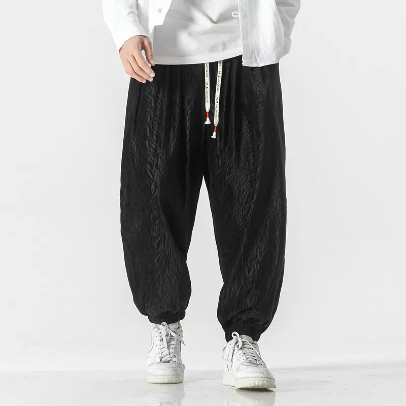 

Corduroy Men Harem Pants Streetwear Loose Casual Pants Male Harajuku Elastic Waist Vintage Men Wide Leg Trouser Plus Size 5XL