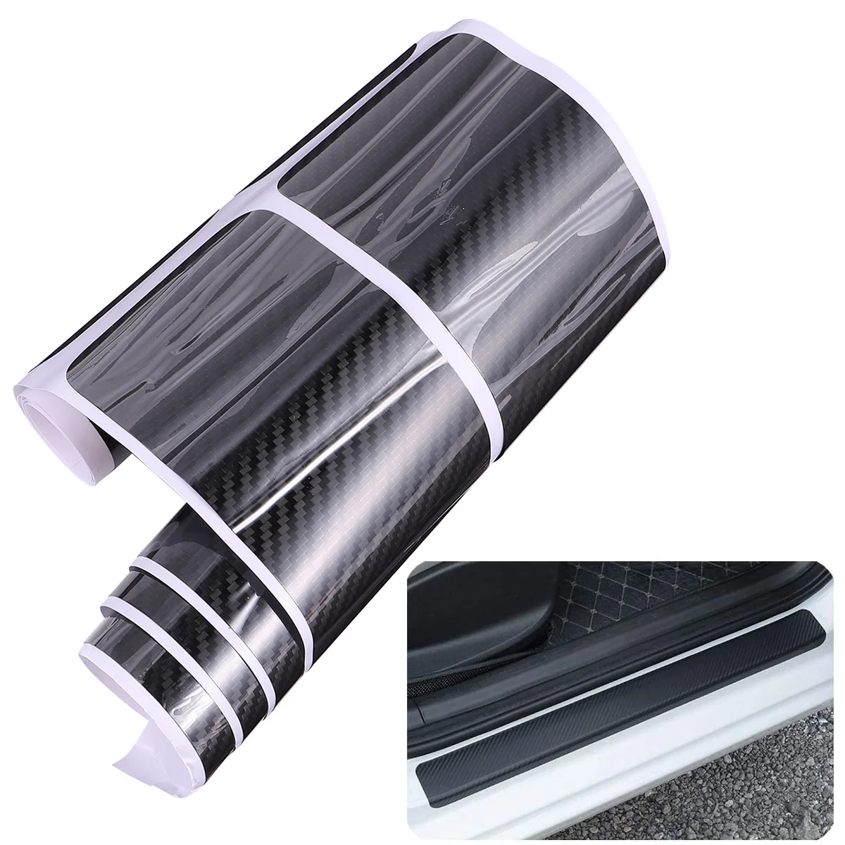 

1Set Carbon Fiber Car Door Protector Sticker Anti-Kick Anti-Scratch Black Plate Scuff Protection Film Car Styling High-End