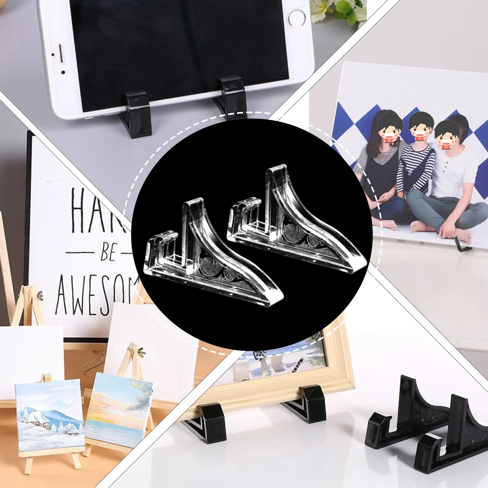 10Pcs Photo Frame Stand Plastic Display Base Multi-Functional Certificate Holder Desktop Easel for Home Office Showroom