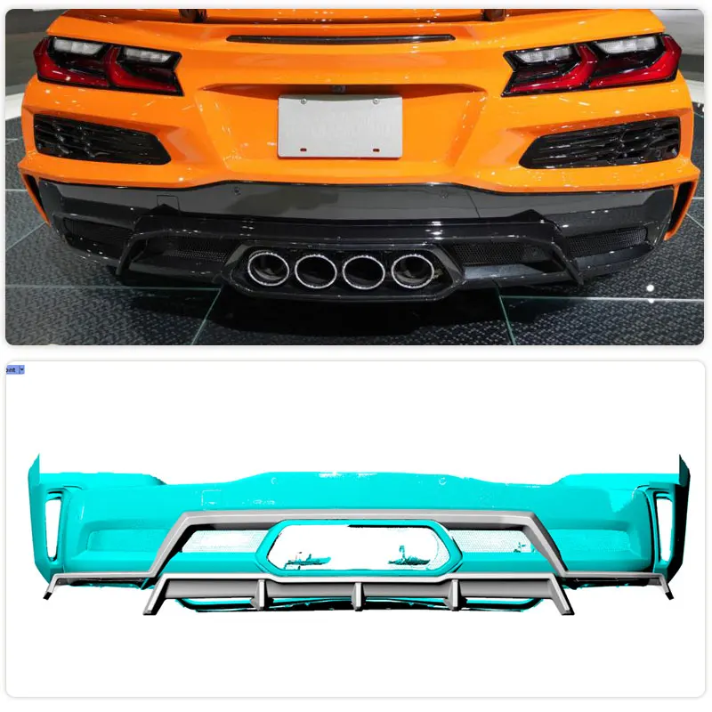 Carbon Fiber Car Rear Bumper Diffuser Lip Spoiler For Chevy Corvette Z06 2022 Add On Racing Rear Diffuser Lip Guard Body Kits