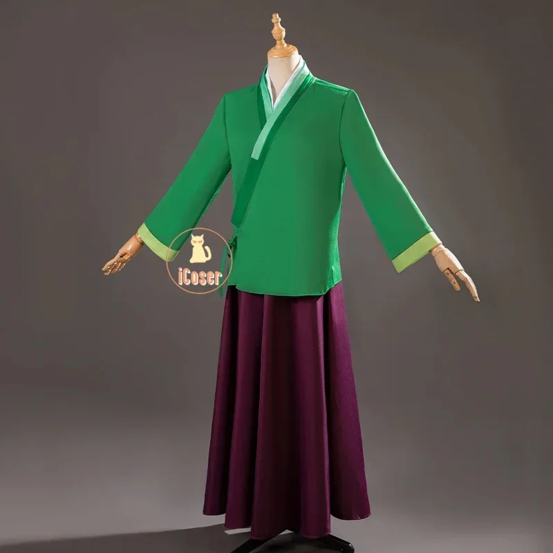Maomao コスプレ衣装ウィッグアニメ薬屋日記グリーントップ紫スカート制服薬屋の一人ごとハロウィン女性