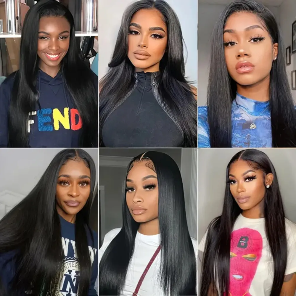 Straight Bundles With Closure Natural Black Brazilian Unprocessed Human Hair Bundles With Closure Frontal 13X4 Lace For Woman 1B