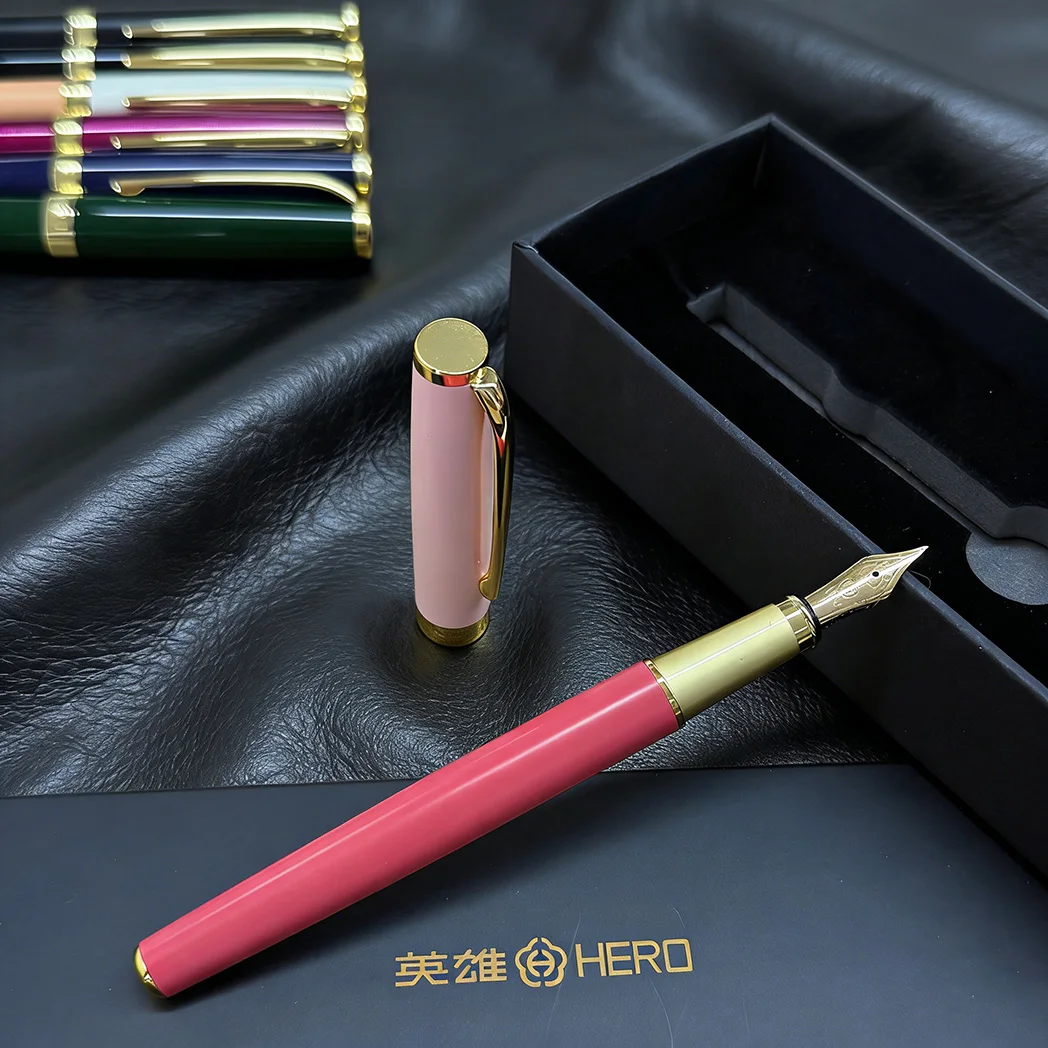 

Student Fountain Pen Set Metal Matte Grip Anti-Slip 2-IN-1 Filling 7 Colors Nib Options 2-Pack Hero Brand P108 School Office Sup