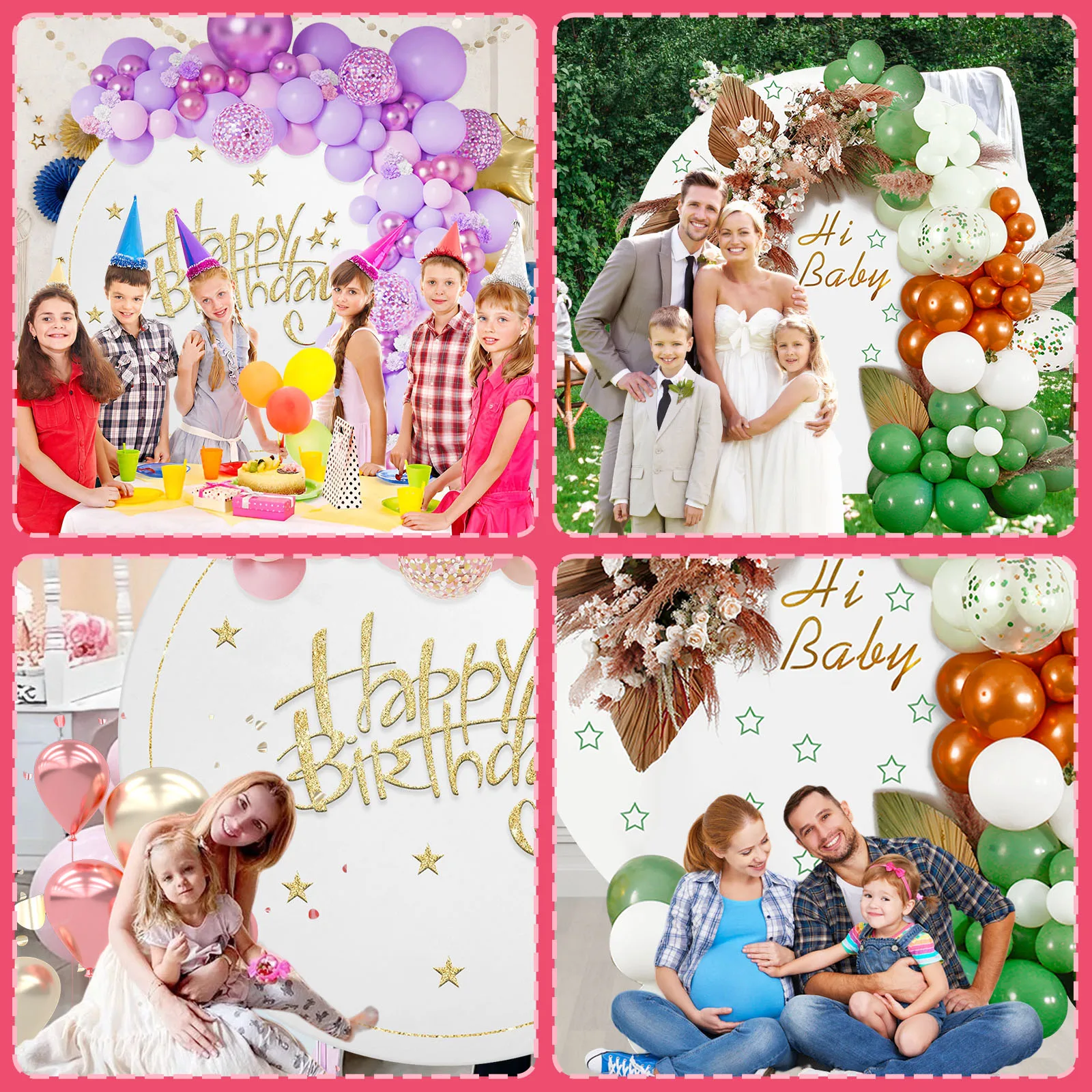 Round Arch Cover Elastic Arch Backdrop Stands Cover White Round Photo Background Polyester Round Arch Stand Cover for Birthday