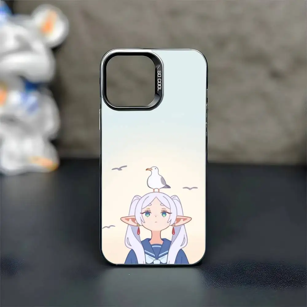 Funda de teléfono Anime Frieren Beyond Journeys End para iPhone17,16,15,14,13,12,11 Plus,Pro Max, funda negra mate a prueba de golpes