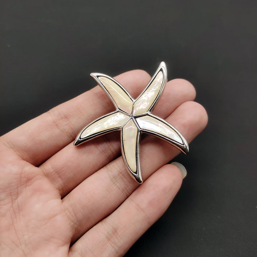 Natural Mother of Pearl Shell Starfish Brooches Pins Jewelry Abalone Shells Brooch for Women Girl Wedding Banquet Party Gifts