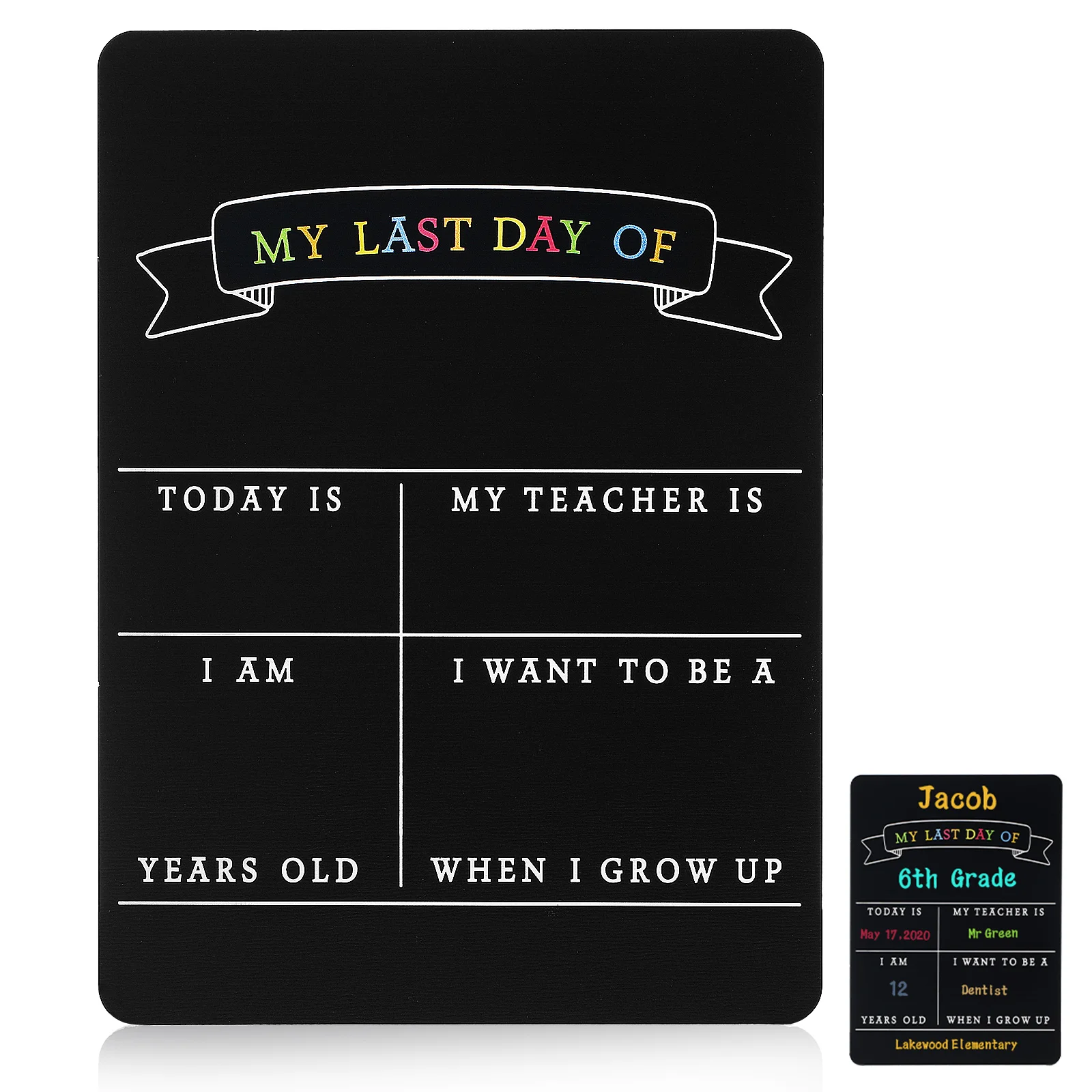 Petit tableau noir double face, panneau de premier jour, décor scolaire, tableau effaçable, affichage de classe