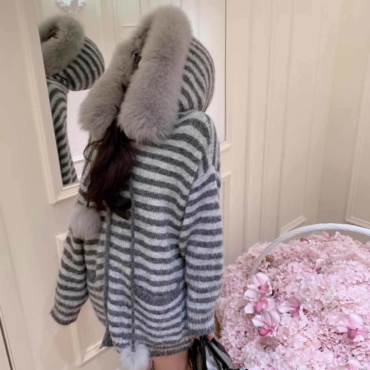 

Cardigans Open Front Sweaters Womens Autumn Tunic Slim-Fitting Waist-Cinching Furry Hip-Hop Rib Sequined Bow Linen Fuzzy Ribble